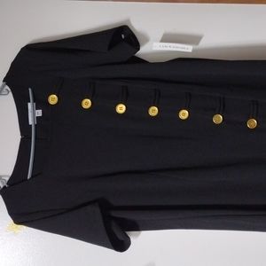Shelby+Palmer Black Dress w Gold Buttons